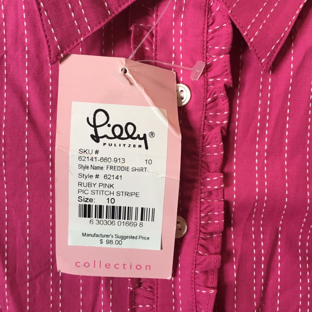 Vintage Lilly Pulitzer Pink Button Down Blouse - Picture 7 of 8